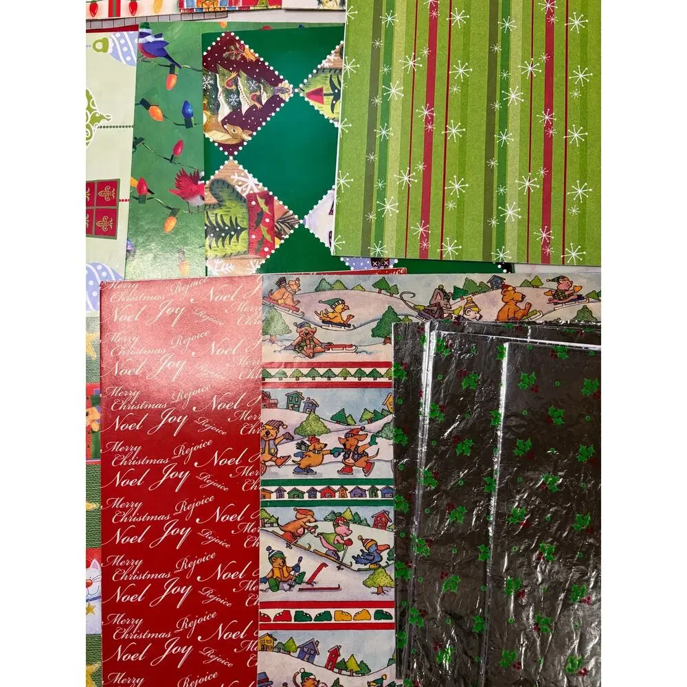 Vntg 90s Y2K Christmas Wrapping Paper Gift Wrap Lot 1 lb 12 oz Scrapbook